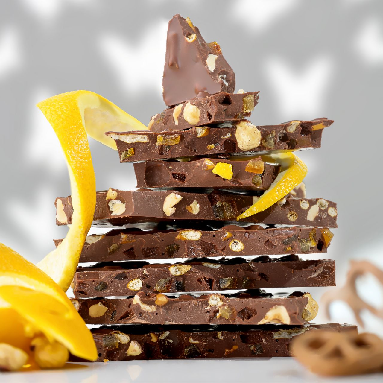 Milk Chocolate Hazelnut, Pretzel & Orange Slab