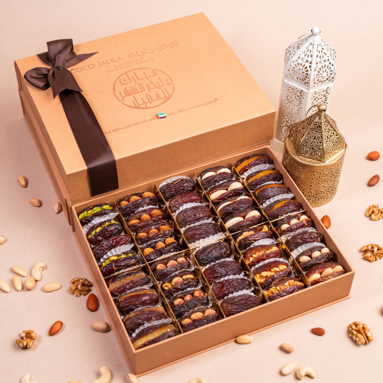 40-Piece Ramadan Box of  Assorted Premium Stuffed Medjool Dates