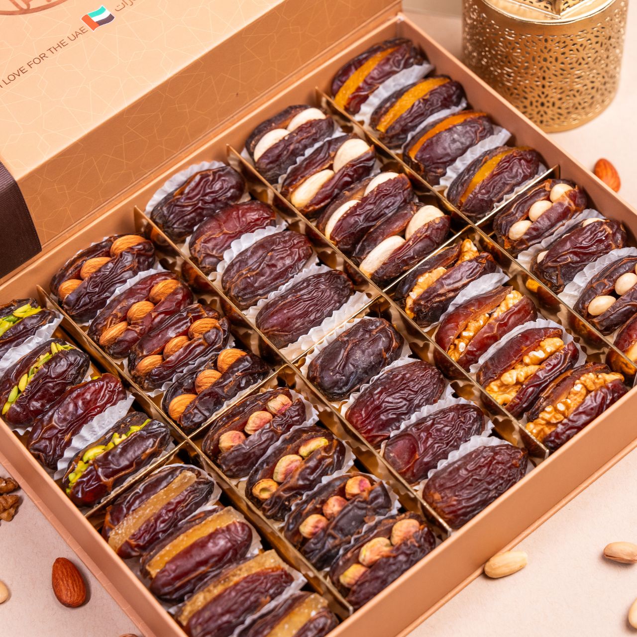 40-Piece Ramadan Box of  Assorted Premium Stuffed Medjool Dates